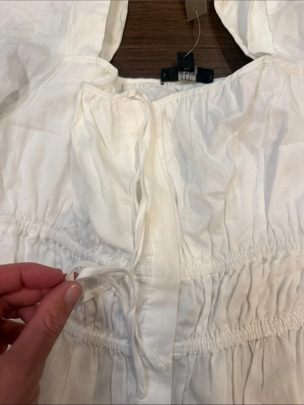 J. Crew White Puff Sleeve Square Neck Blouse Long Sleeve Size 8 NWT - C61-083
